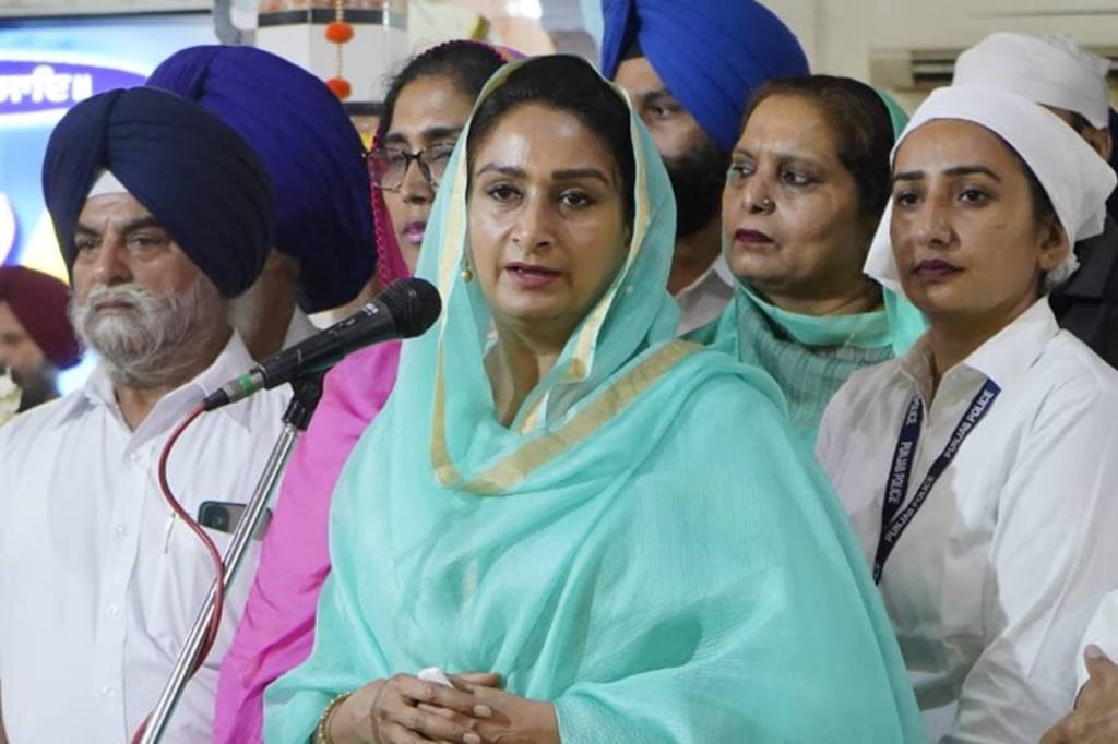 Harsimrat Kaur Badal accused Singh of using the farmers for his gain.