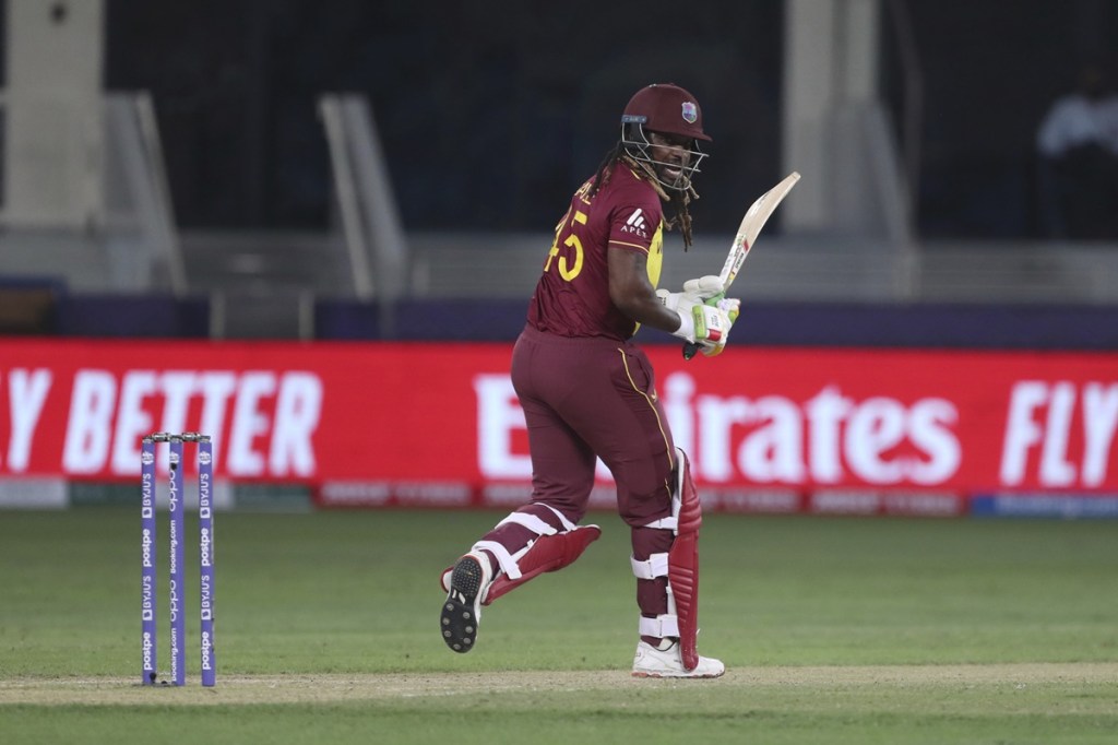 Gayle at the T20 World Cup in Dubai, UAE (AP Photo)