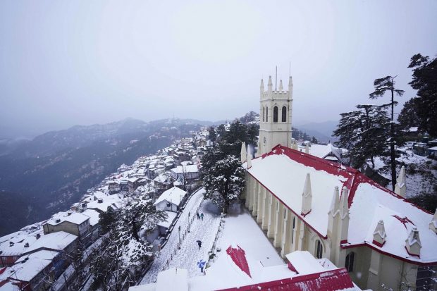 A snow-covered area after fresh snowfall in Shimla (PTI Photo)
