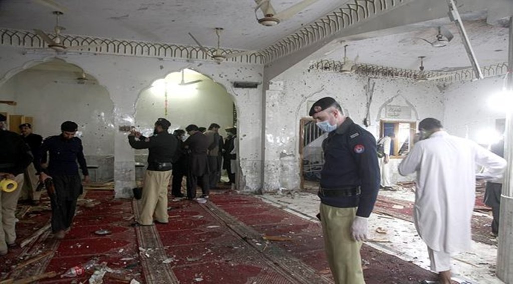 Khyber-Pakhtunkhwa government spokesman Barrister Mohammad Ali Saif said the explosion was a suicide bombing. He added that two terrorists were involved in the attack. (AP Photo)