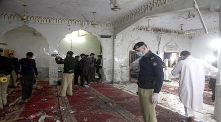 Khyber-Pakhtunkhwa government spokesman Barrister Mohammad Ali Saif said the explosion was a suicide bombing. He added that two terrorists were involved in the attack. (AP Photo)