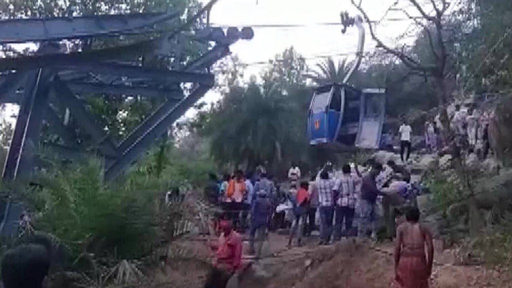 According to officials, 48 people are still stuck in at least 12 cabins in the ropeway and a rescue operation is underway.