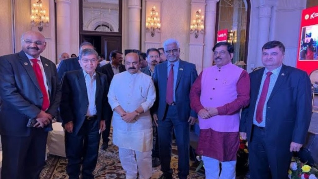 Basavaraj Bommai, CM of Karnataka & Shri Murugesh Nirani, Minister for Large and Medium Industries, Govt. of Karnataka along with other dignitaries at the curtain raiser of GIM 2022 in New Delhi.