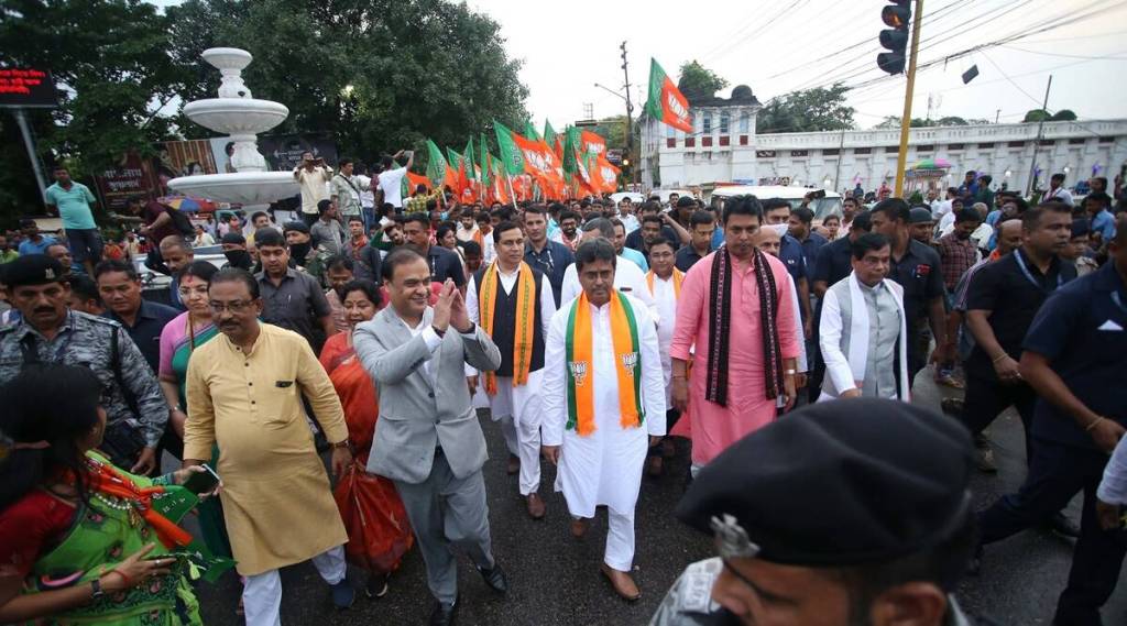 Assam CM Himanta Biswa Sarma campaigning for Manik Saha. (PTI)
