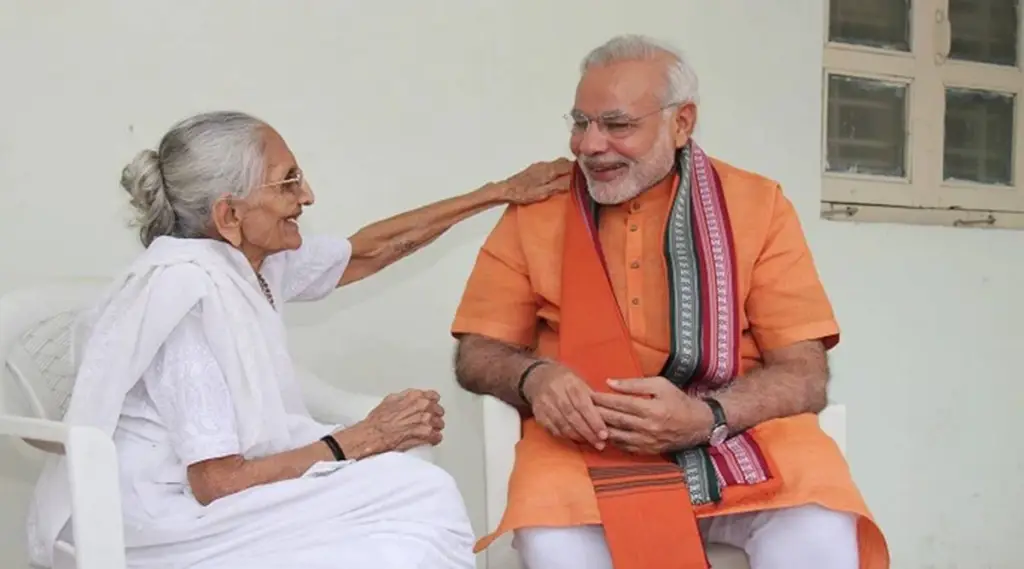 PM Modi with his mother.