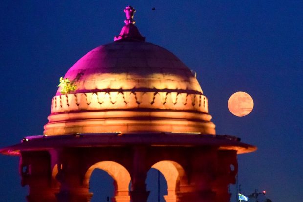 Supermoon seen in the sky over New Delhi. (PTI Photo)