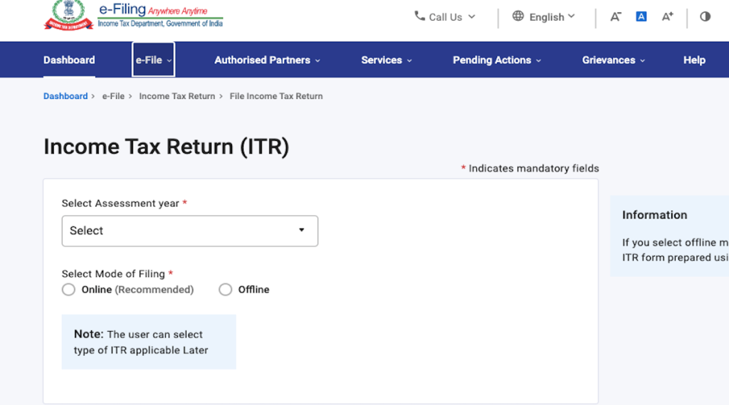 Income Tax Return filing 2022