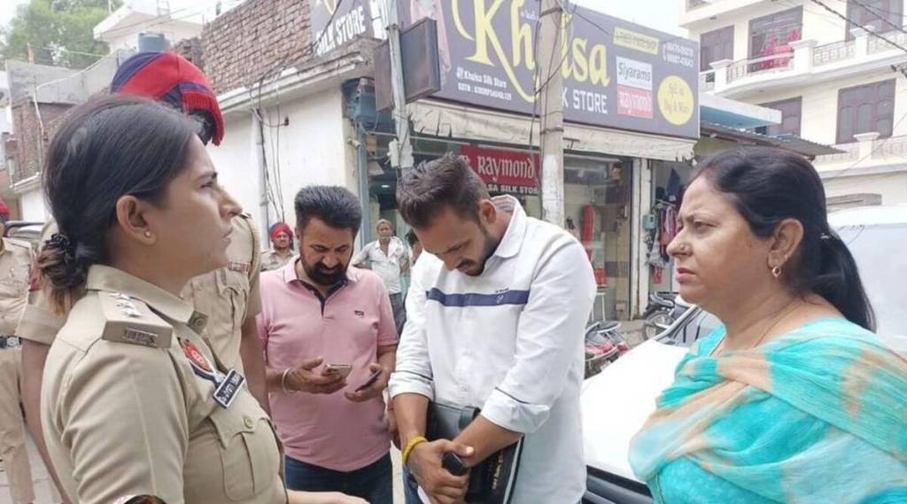 In the video, AAP MLA Rajinderpal Kaur Chhina is seen confronting ACP Yadav. (Express photo)