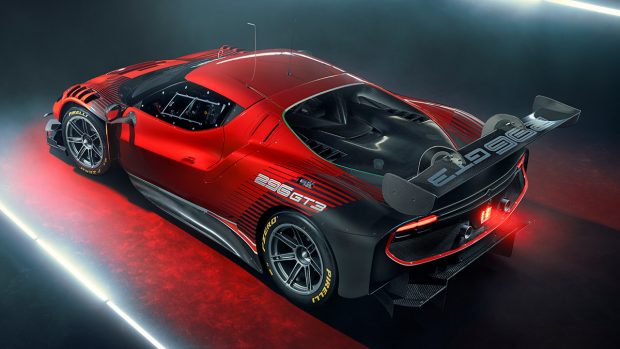 A new addition to the 296 GT3 is the large spoiler at the back which the road-going 296 GTB does not have. Beyond this obvious change, one can also see two round tailpipes sticking out of the back of the vehicle. In the 296 GTB, there is a single exhaust port at the centre but that has been replaced with a light unit and the exhaust pipes are positioned on either side.