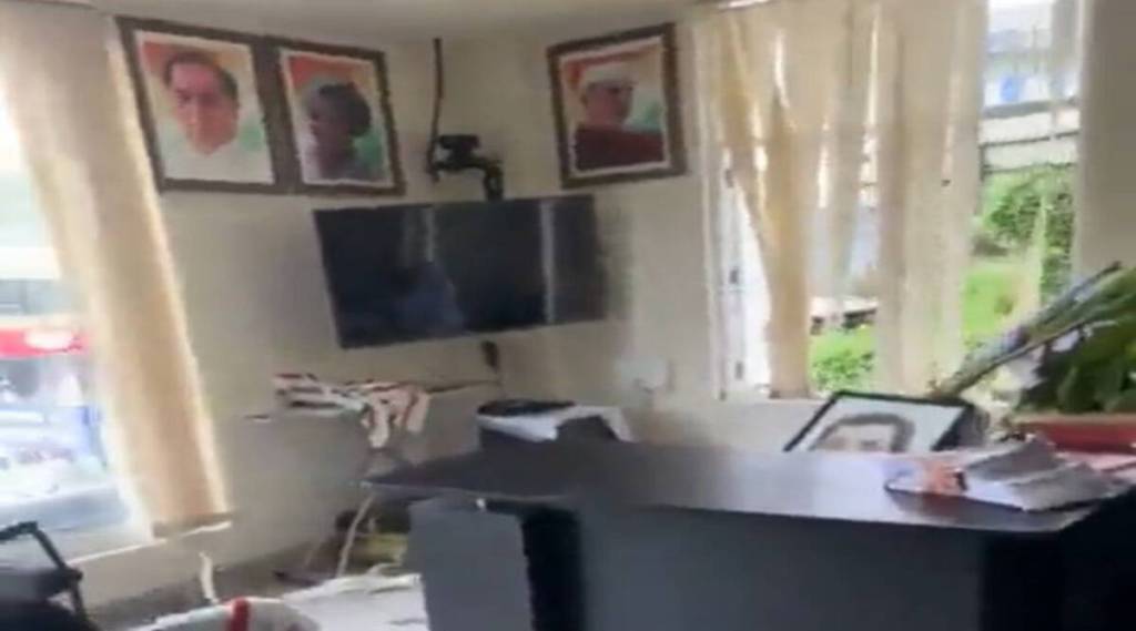 Television channels aired visuals of a group of protestors creating ruckus inside the MP's office. (File Photo)