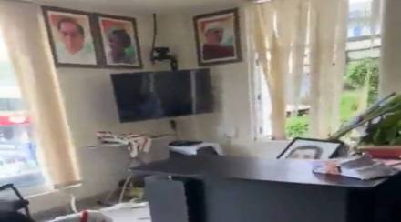 Television channels aired visuals of a group of protestors creating ruckus inside the MP's office. (File Photo)