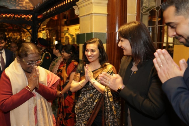 London: President Droupadi Murmu being welcomed upon her arrival to attend the State Funeral of Queen Elizabeth II and offer condolences on behalf of the Government of India, in London, United Kingdom. (PTI Photo)