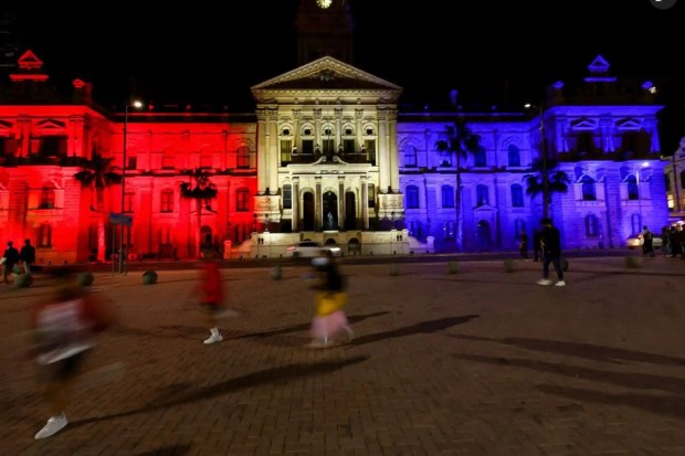 The Cape Town City Hall (in South Africa) is illuminated in the colours of the Union Jack to pay tribute to Britain’s Queen Elizabeth II, who has passed away.REUTERS