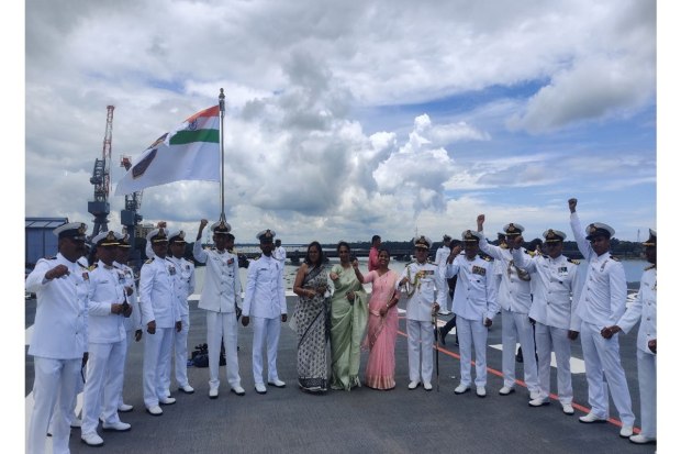 The Prime Minister commissioned the carrier, built at a cost of Rs 20,000 crore, at a function organised at the Cochin Shipyard Limited. (PTI Photo)
