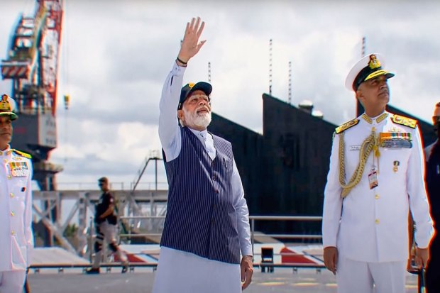 Kochi: Prime Minister Narendra Modi with Chief of Naval Staff Admiral R. Hari Kumar during the commissioning ceremony of the first indigenously designed and built aircraft carrier, INS Vikrant, at Cochin Shipyard Limited in Kochi, Friday, Sept. 2, 2022. (PTI Photo)