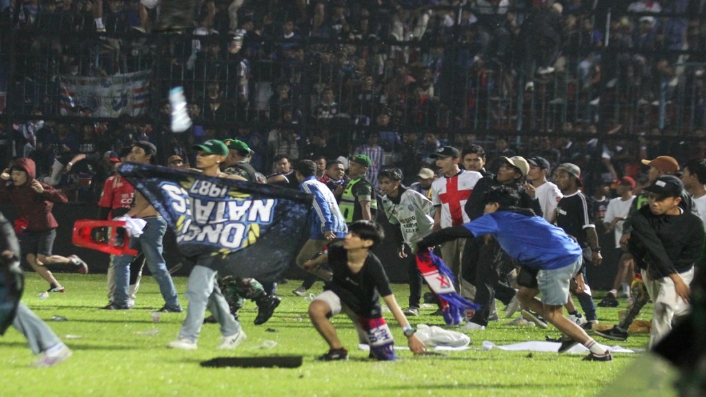 Violence broke out after the game ended Saturday evening with host Arema FC of East Java's Malang city losing to Persebaya of Surabaya 3-2. (Reuters image)