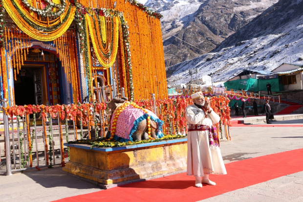 Prime Minister Narendra Modi at Kedarnath temple in Rudraprayag district of Uttarakhand. (Image: Twitter/PIB)