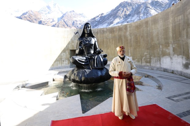 PM Narendra Modi at Sri Adi Shankaracharya Samadhi in Kedarnath, Uttarakhand (Image: Twitter/ Narendra Modi)