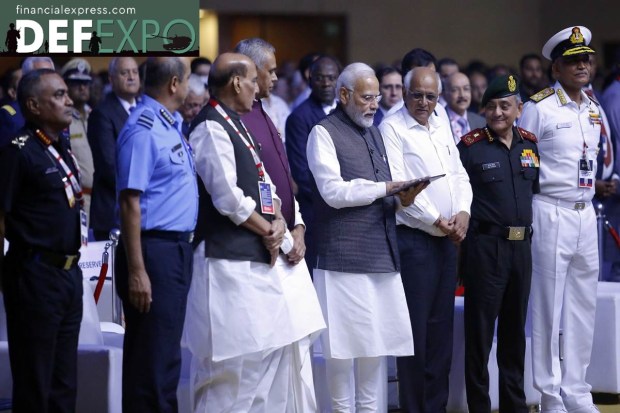 Prime Minister Narendra Modi Defence Minister Rajnath Singh, Governor of Gujarat Acharya Devvrat, Gujarat Chief Minister Bhupendrabhai Patel, Chief of Defence Staff General Anil Chauhan, Chief of Air Staff Air Chief Marshal VR Chaudhari, Chief of Naval Staff Admiral R Hari Kumar, Chief of Army Staff General Manoj Pande and Defence Secretary Dr Ajay Kumar among others. (Photo: Ministry of Defence)