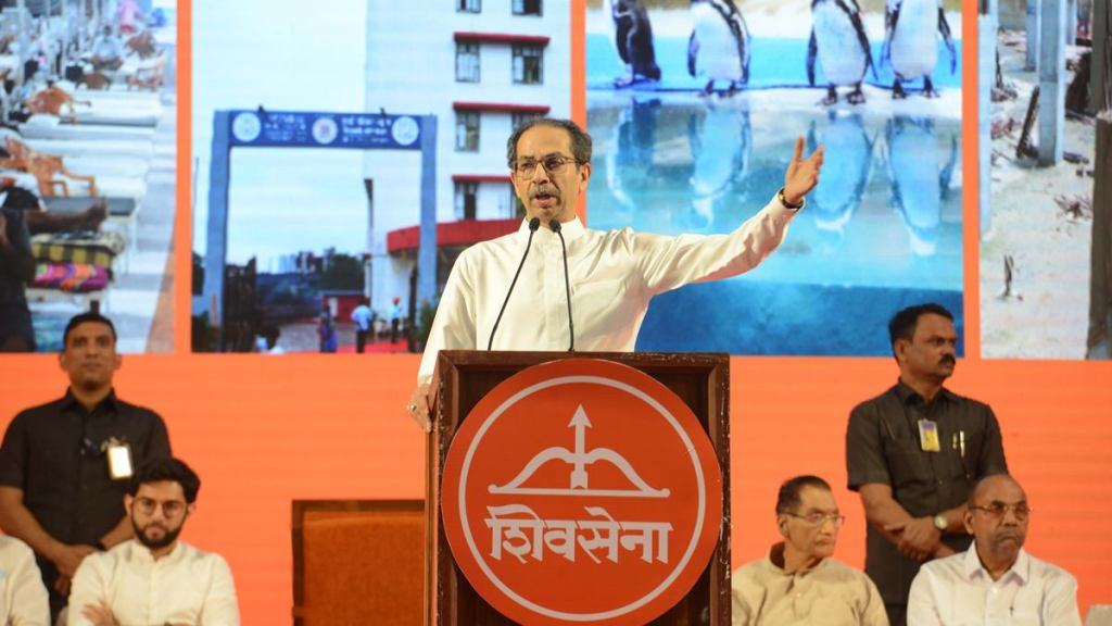 Uddhav Thackeray addressing a gathering in Mumbai. (Express Photo | File)
