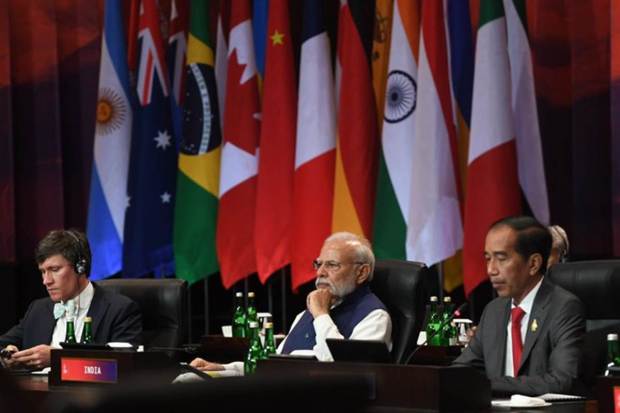 At the G20 working session on digital transformation, PM Narendra Modi emphasised the rapid growth of public digital infrastructure in India. Stressed that G20 can work together to eliminate digital divide. Data for development will be a key element of G20 India. (Photo: Twitter/MEA)