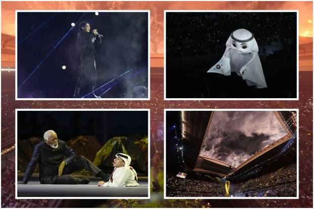 FIFA World Cup 2022 Opening Ceremony Photos: Finally, the first World Cup in the Middle East began. The night started with falshy fireworks and BTS sensation Jung Kook onstage. Let us take a look at some of the best images from the opening ceremony:
