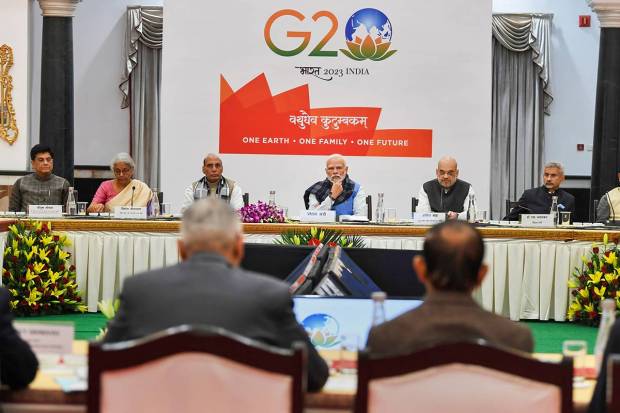 Prime Minister Narendra Modi attends the all-party meeting on G20 summit, in New Delhi. (PTI Photo)