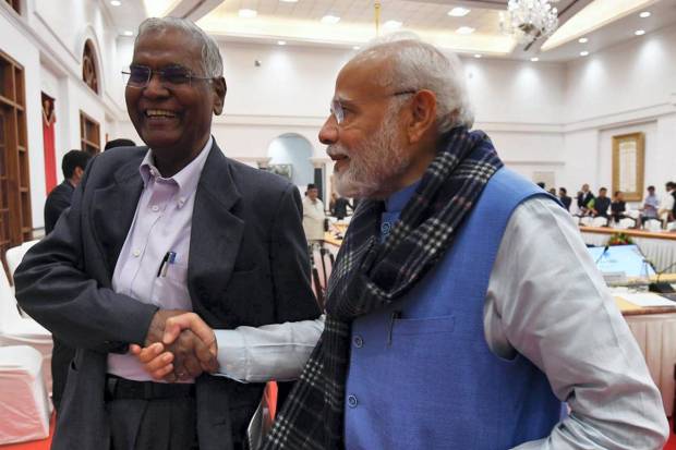 Prime Minister Narendra Modi with CPI National General Secretary, D. Raja during the all-party meeting on G20 summit, in New Delhi. (PTI Photo)