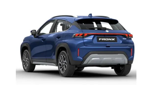 Towards the rear, the Fronx features a distinctive design, to set it apart from the Baleno hatchback.