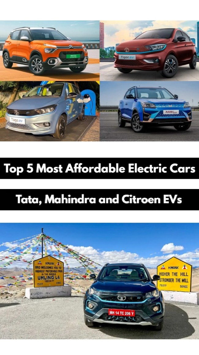 Top 5 most affordable electric cars Tiago EV, Citroen eC3 & more