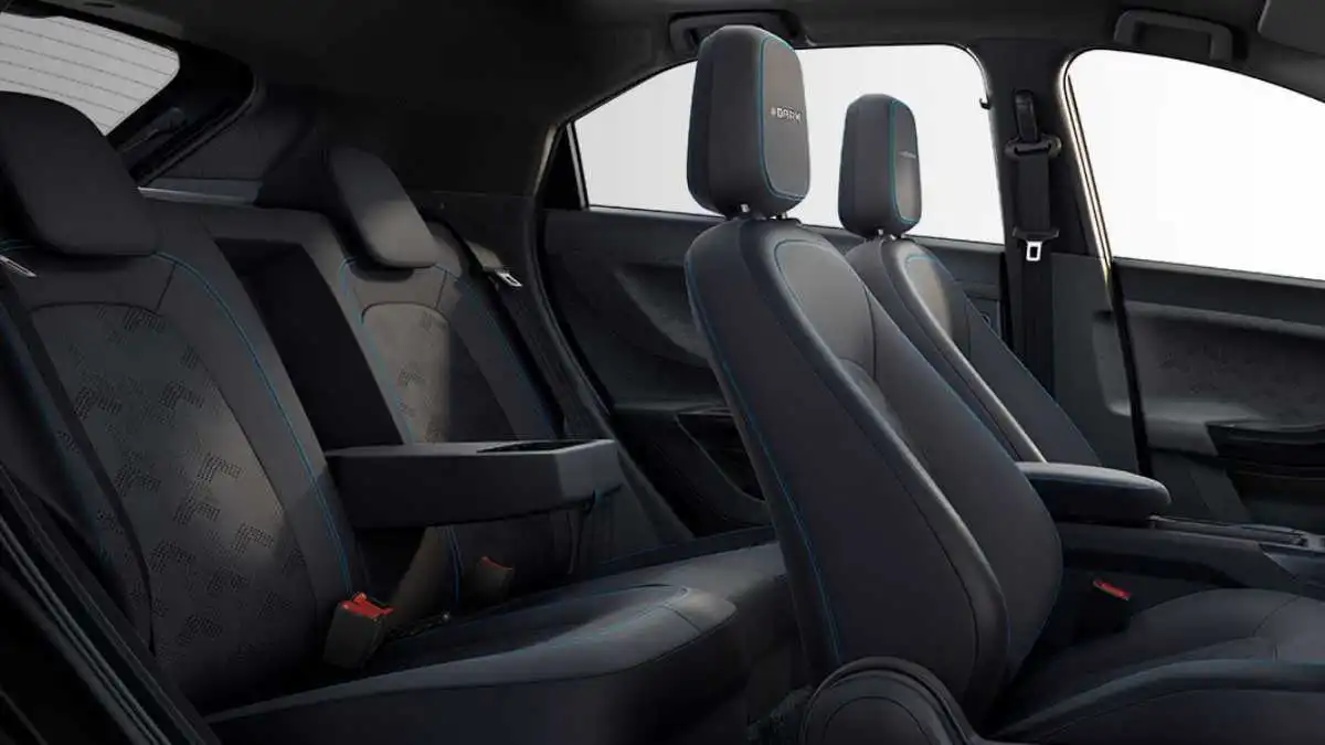 Inside, the seats are finished in black, and the EV gets ventilated seats as well.