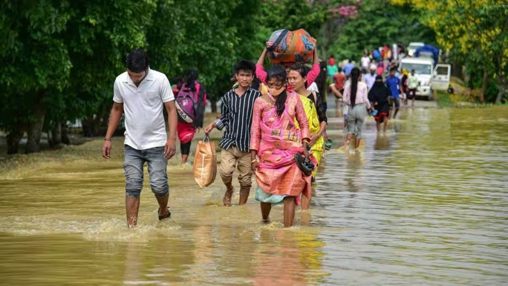 assam flood, affecting millions of people, significant damage, Heavy rainfall