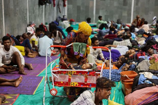 The government has shifted around 4,500 people from coastal areas to various shelter homes ahead of cyclone Biparjoy, which is expected to cause extensive damage when it makes landfall near Jakhau port in Kutch district on Thursday. (Photo Credits: PTI)