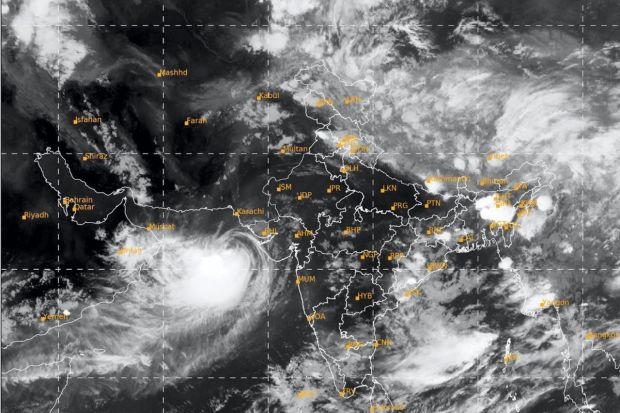 Cyclone Biparjoy is less than 200 kilometres from the Gujarat coast and its impending landfall on Thursday evening, along with the anticipated heavy rain and storm surge, have led to the evacuation of 74,000 people living in vulnerable areas. The very severe cyclonic storm is less than 200 kilometres from the Gujarat coast and its impending landfall on Thursday evening, along with the anticipated heavy rain and storm surge, have led to the evacuation of 74,000 people living in vulnerable areas. (Photo Credits: PTI)