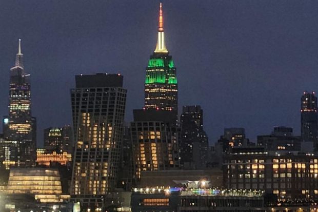 Empire State Building lit up in the colours of the Indian national flag, during the State Visit of Indian Prime Minister Narendra Modi to USA.(Photo Credits: PTI)