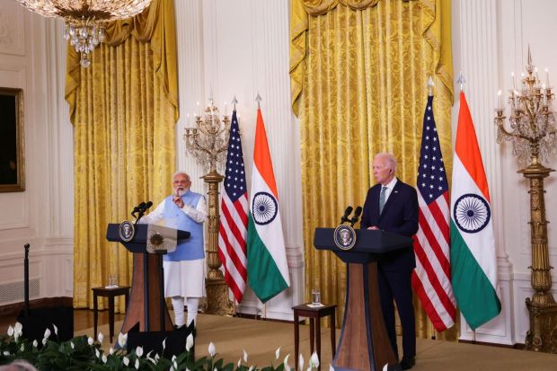 PM Narendra Modi attended a joint press conference with US President Joe Biden at the White House on Thursday. (Photo Credits: Reuters)