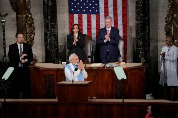 Prime Minister Narendra Modi addressed a joint meeting of Congress at the Capitol in Washington. (Photo Credits: AP)