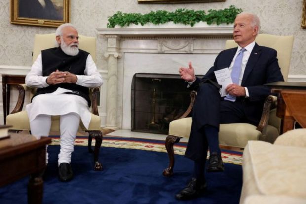 US President Joe Biden meets with India's Prime Minister Narendra Modi in the Oval Office at the White House in Washington.(Photo Credits: Reuters)