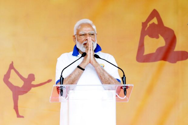 PM Modi addressed the 9th International Day of Yoga celebrations at the UN headquarters, in New York. (Photo Credits: PTI)