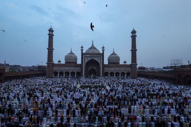 People offer prayers at Jama Masjid on the occasion of Eid al-Adha festival on June 29, 2023. (Image: Reuters)
