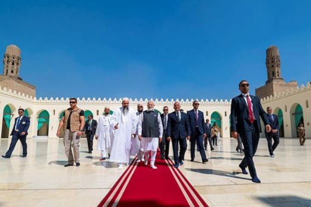 Prime Minister Narendra Modi during his visit to Al-Hakim mosque in Cairo, Egypt. (PTI Photo)