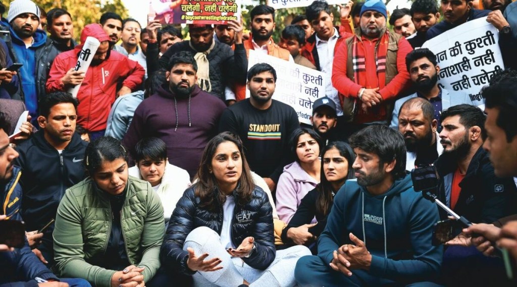 wrestlers protesters meet sports minister