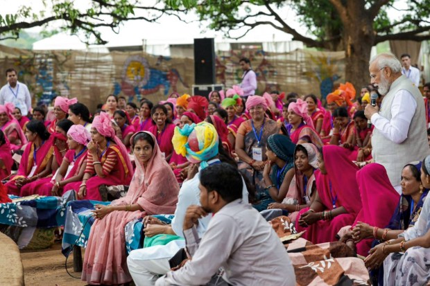 Women told him how much they have benefitted from the Ajeevika mission. (Image: PTI)