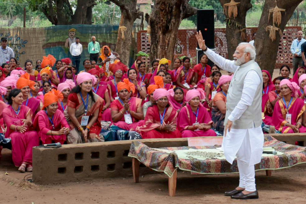 The audience was elated to meet the Prime Minister. (Image: PTI)