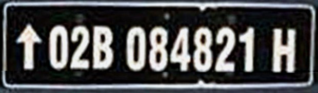 Military vehicle number plate