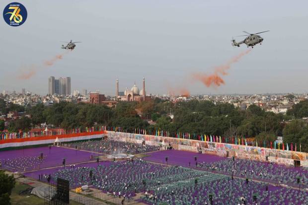 Glimpses of the Full Dress Rehearsal of the 77th Independence Day Celebrations at Red Fort in New Delhi on August 13, 2023.