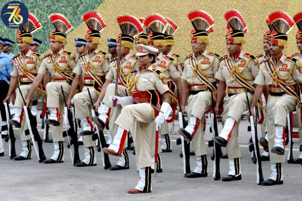 Glimpses of the Full Dress Rehearsal of the 77th Independence Day Celebrations at Red Fort in New Delhi on August 13, 2023.