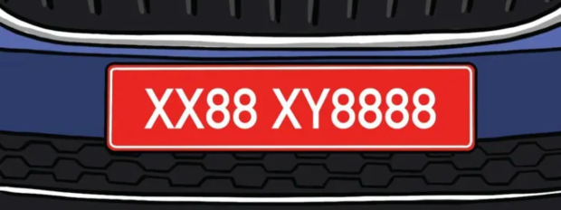 Red number plate