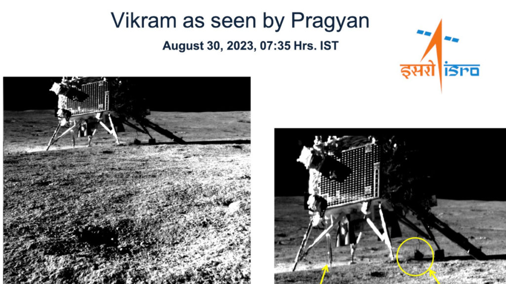 Indian Space Research Organisation, ISRO, laser-induced Breakdown Spectroscope, LIBS instrument, Chandrayaan-3, Pragyan rover, Moon’s south pole, Moon’s elemental composition, Elements on Moon, Lunar surface experiments, sulphur, aluminium, calcium, iron, chromium, titanium, manganese, silicon, oxygen, hydrogen on Moon, India scripts history, third Moon mission, Chandrayaan-3 mission, Vikram lander, Shiv Shakti Point, Tiranga Point, ISRO Vikram lander, ISRO Pragyan, Pragyan shares Vikram’s image, Pragyan clicks VIkram lander