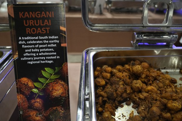 One of the millet-based dish is served at the international media center during the G20 Summit. (AP Photo)